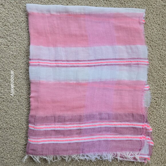 Oska Linen & Cotton Scarf Pink & White - Picture 9 of 13